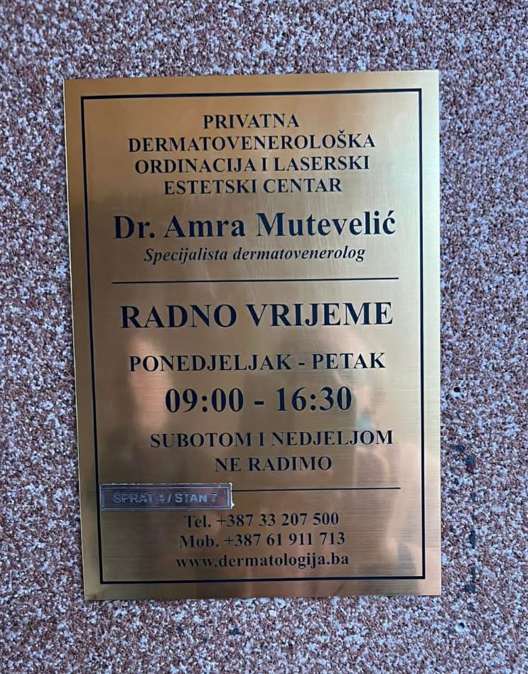 PRIVATNA DERMATOVENOLOŠKA ORDINACIJA dr. Amra Mutevelić-Eminagić Sarajevo