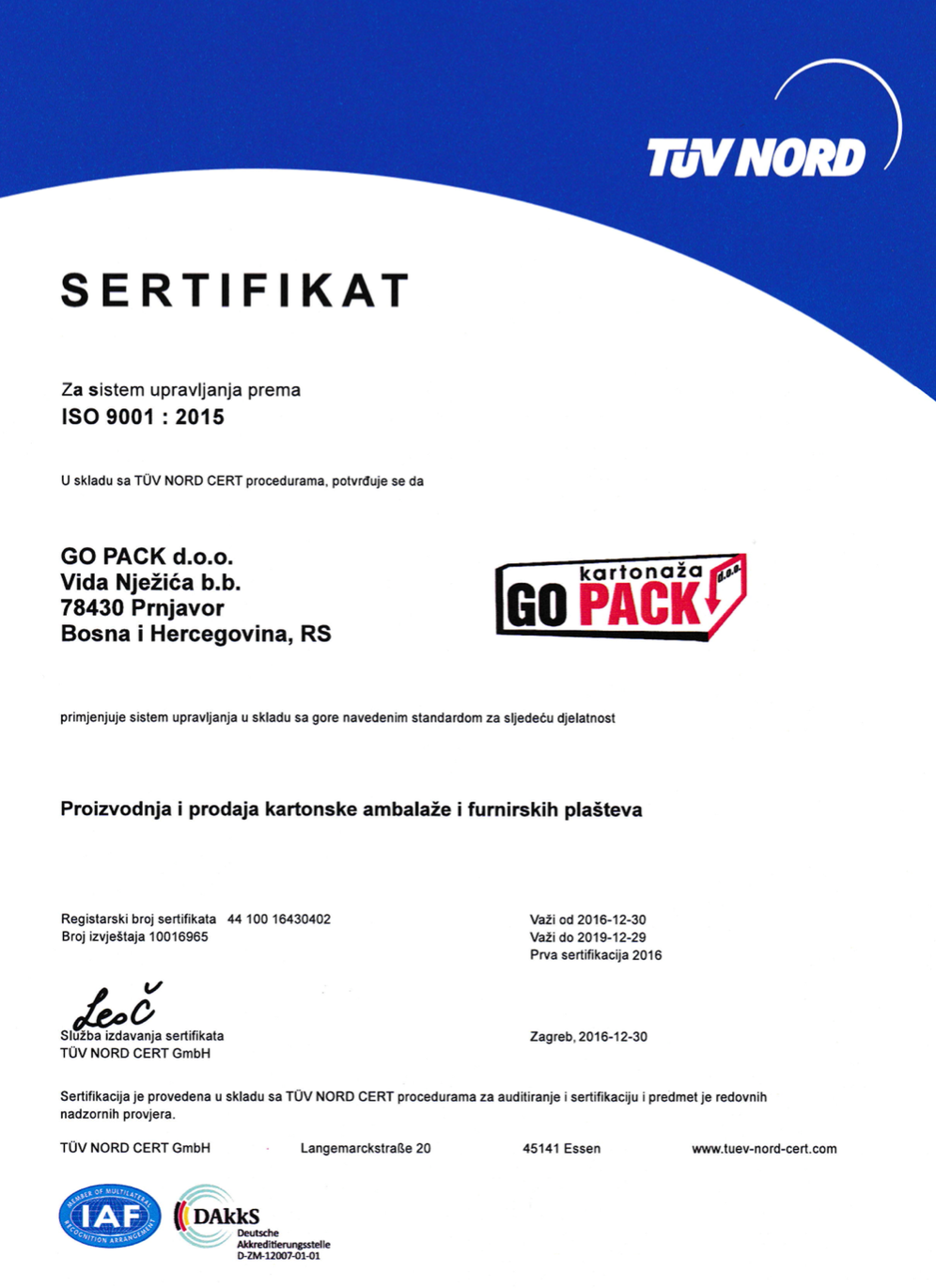 Go Pack d.o.o. Prnjavor